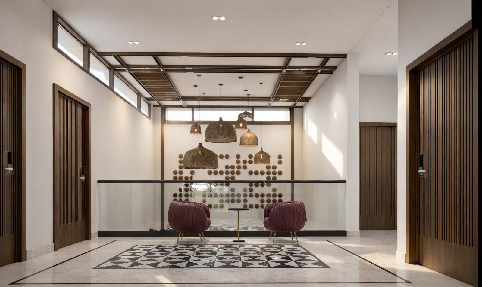 Project Terra upper landing with brass pendants
